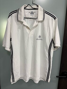 Brooks Brothers Pro Sport White Polo with Stripe Accents
